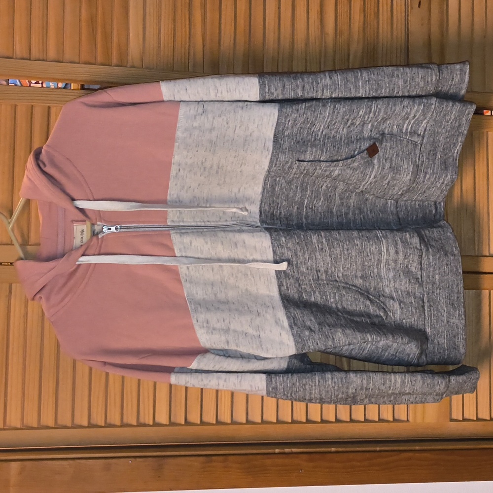 Doubljou Brand Women's Pink, White & Grey Color Block Hoodie 2XL-NWOT